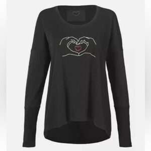 Cabi Black Long Sleeve Top with Heart Design